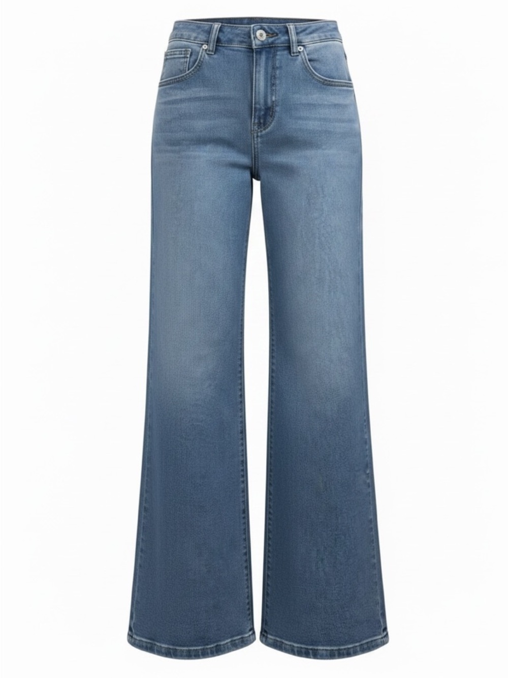 HDLTE Medium Wash Blue Jeans High Waist Wide Leg Boyfriend Loose Fit Size Small